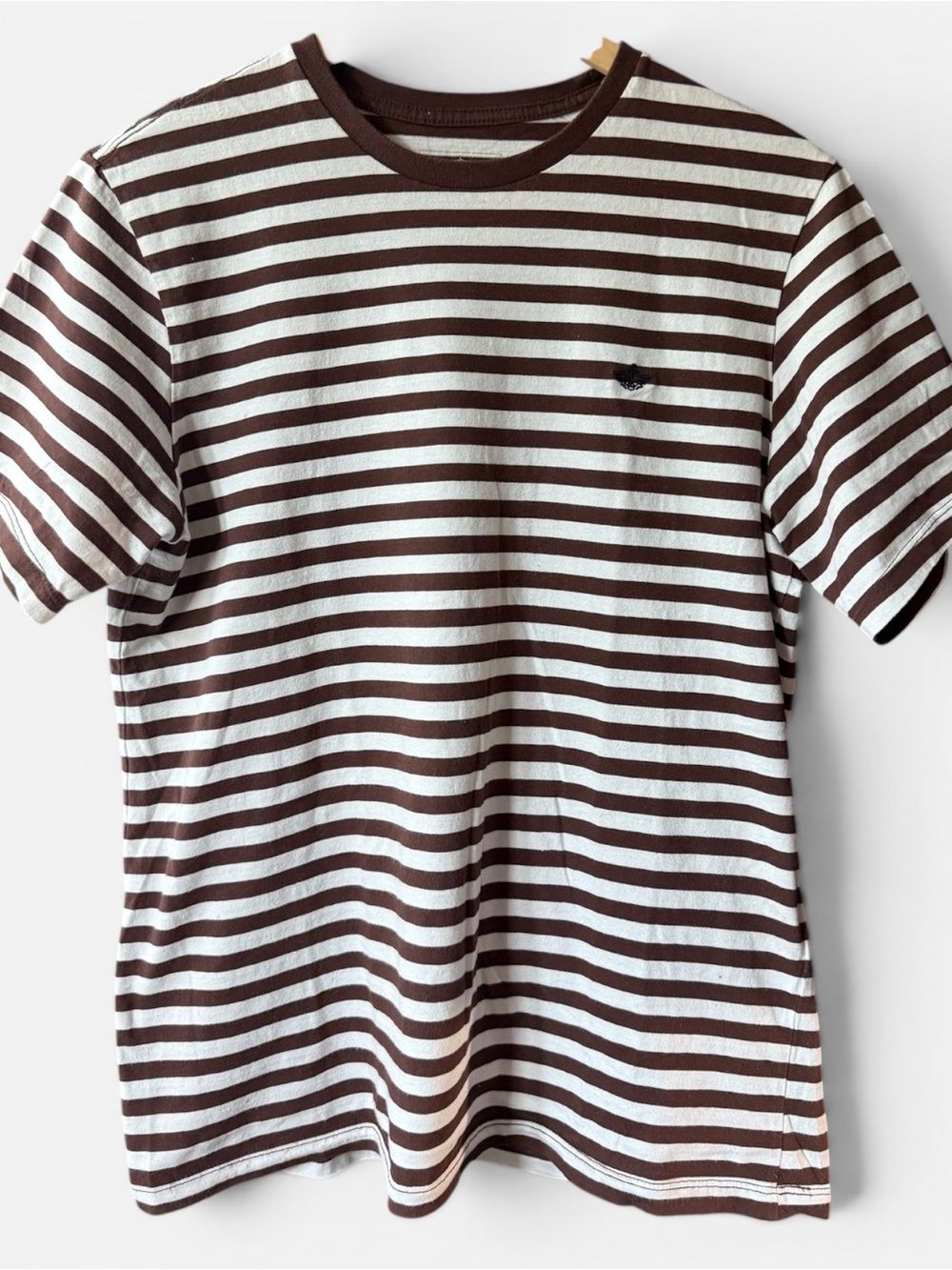 Dockers Brown and White Striped Short-Sleeve Crewneck Tee